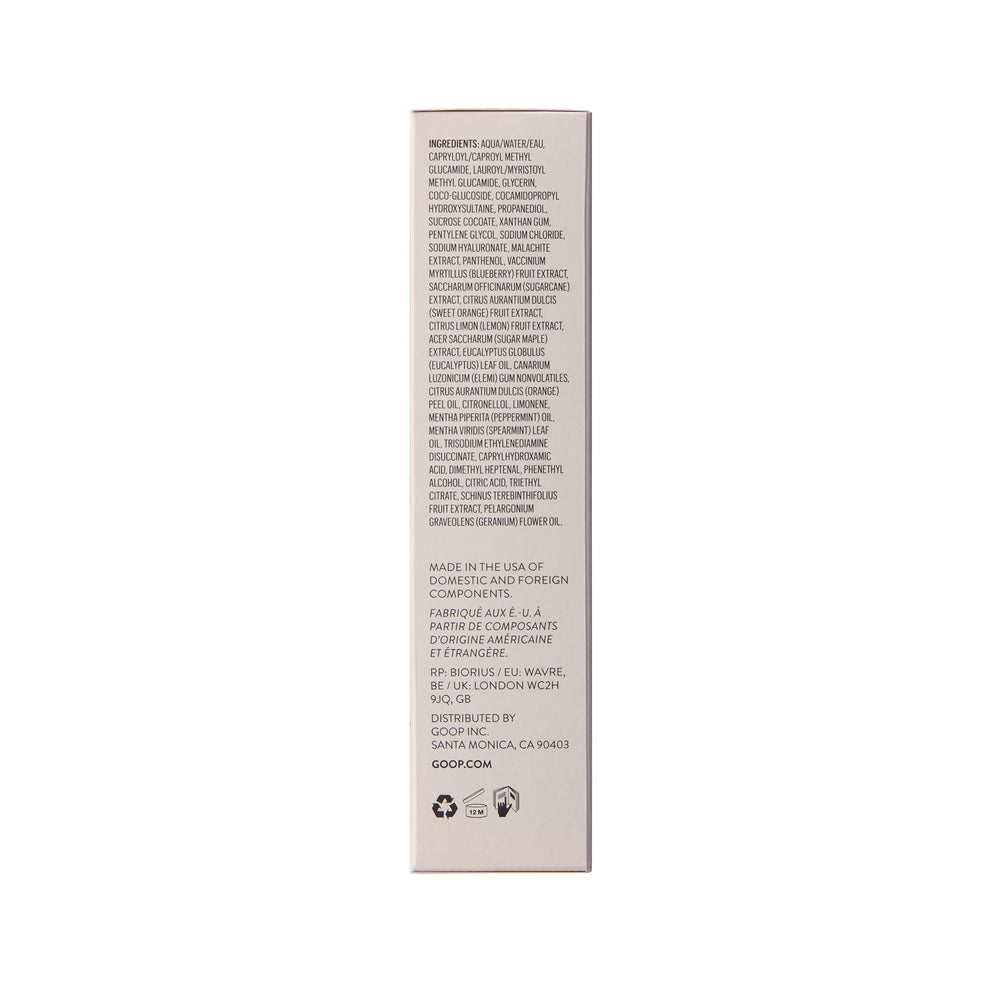 goop Beauty Daily Detox cleanser rinse-off reveals clean, hydrated skin.