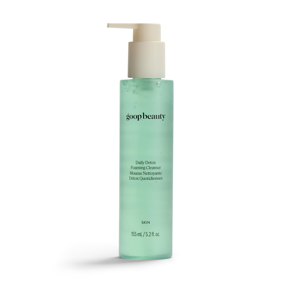 goop Beauty Daily Detox cleanser gel-to-foam transformation for makeup removal.