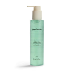 goop Beauty Daily Detox cleanser gel-to-foam transformation for makeup removal.