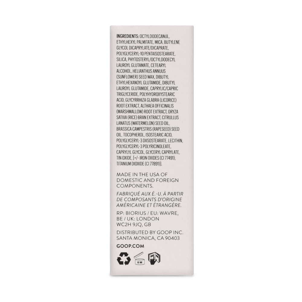 Goop Beauty Glow Skin Highlighter Stick final blended look shows seamless glow.