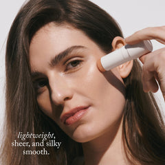 Goop Beauty Glow Skin Highlighter Stick browbone swatch adds subtle lift and radiance.