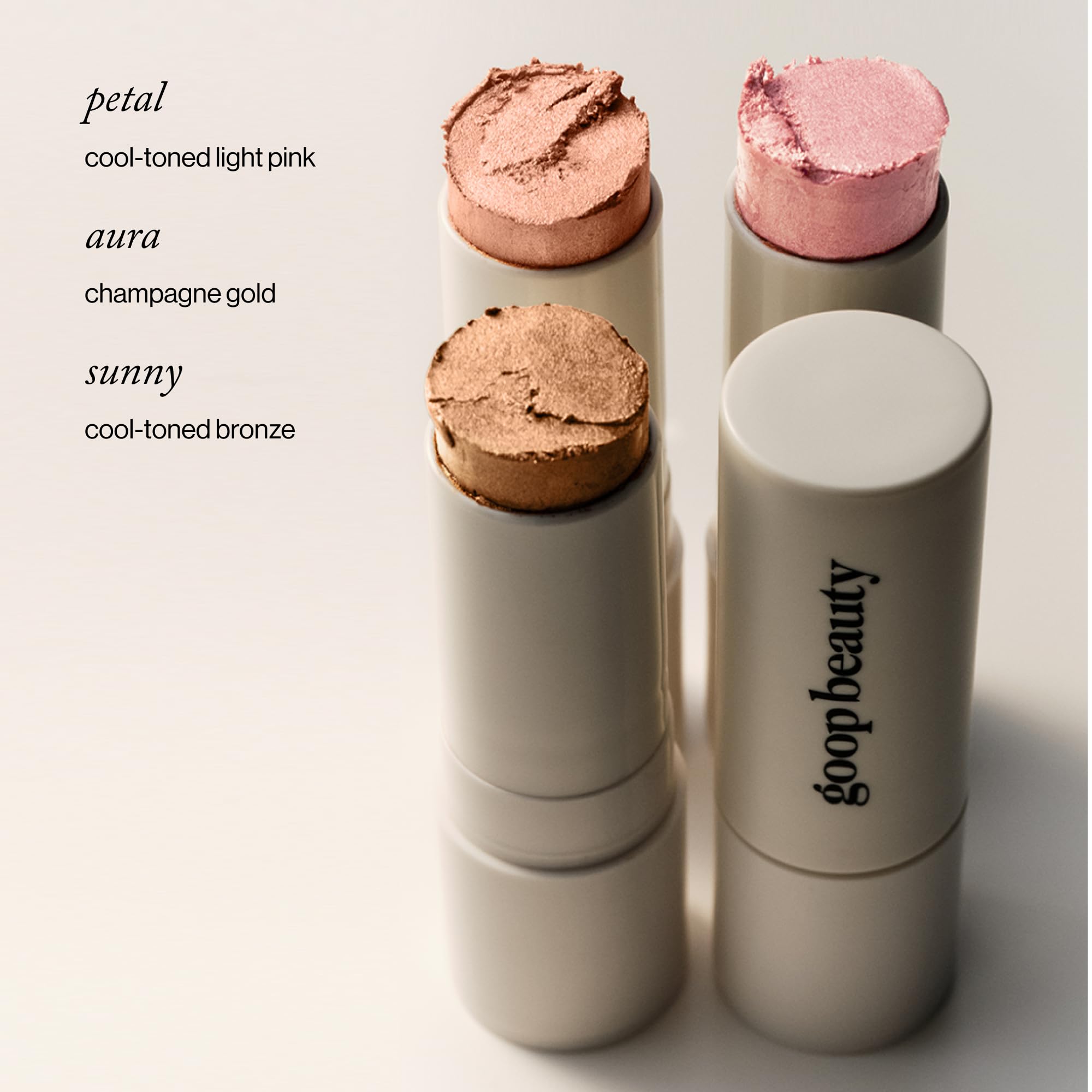Goop Beauty Glow Skin Highlighter Stick on skin demonstrates lightweight, comfortable wear.