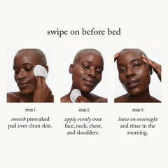 Goop Beauty glycolic pads being applied across the face for gentle resurfacing.