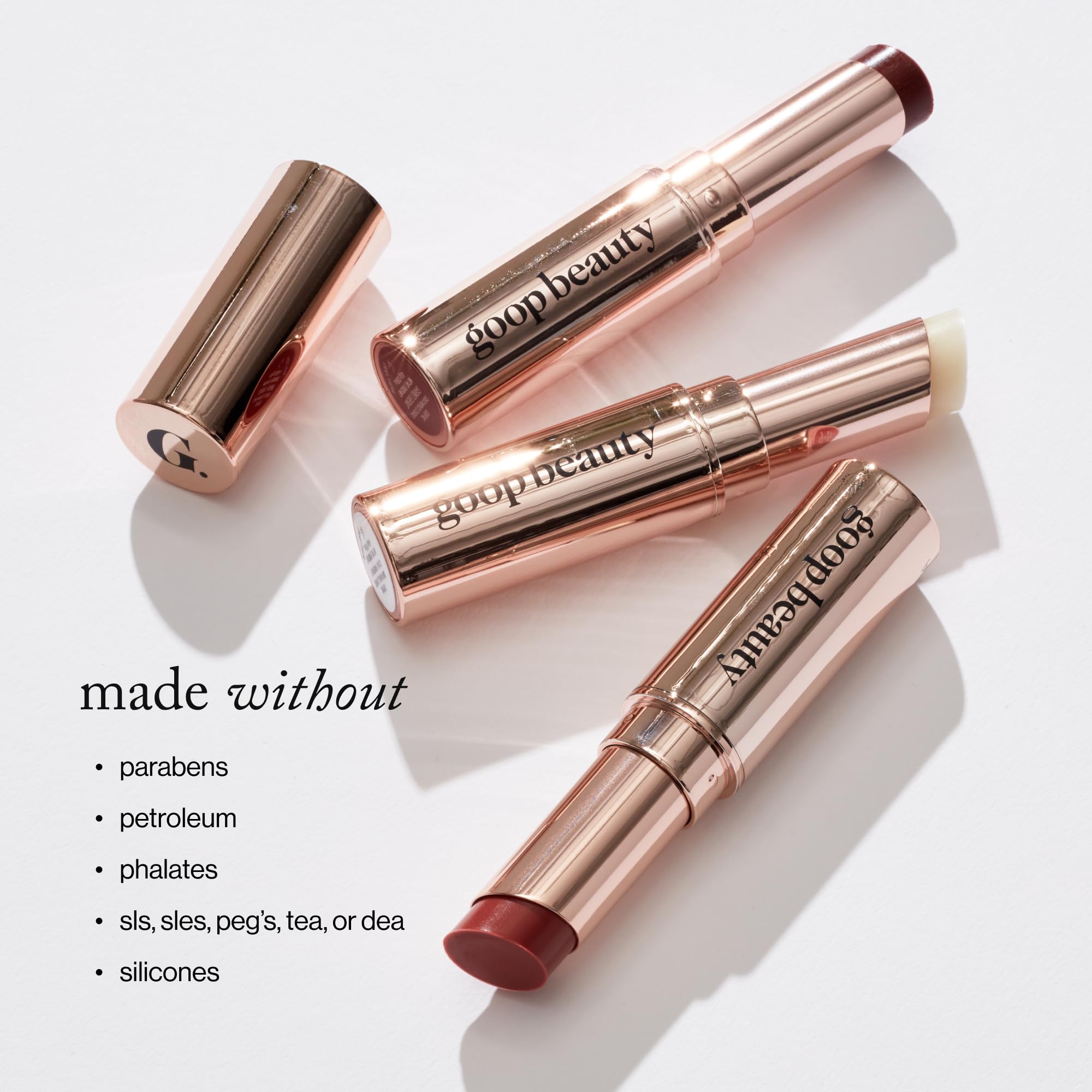 goop Beauty Lip Balm Trio clear swatch demonstrates moisture and shine.