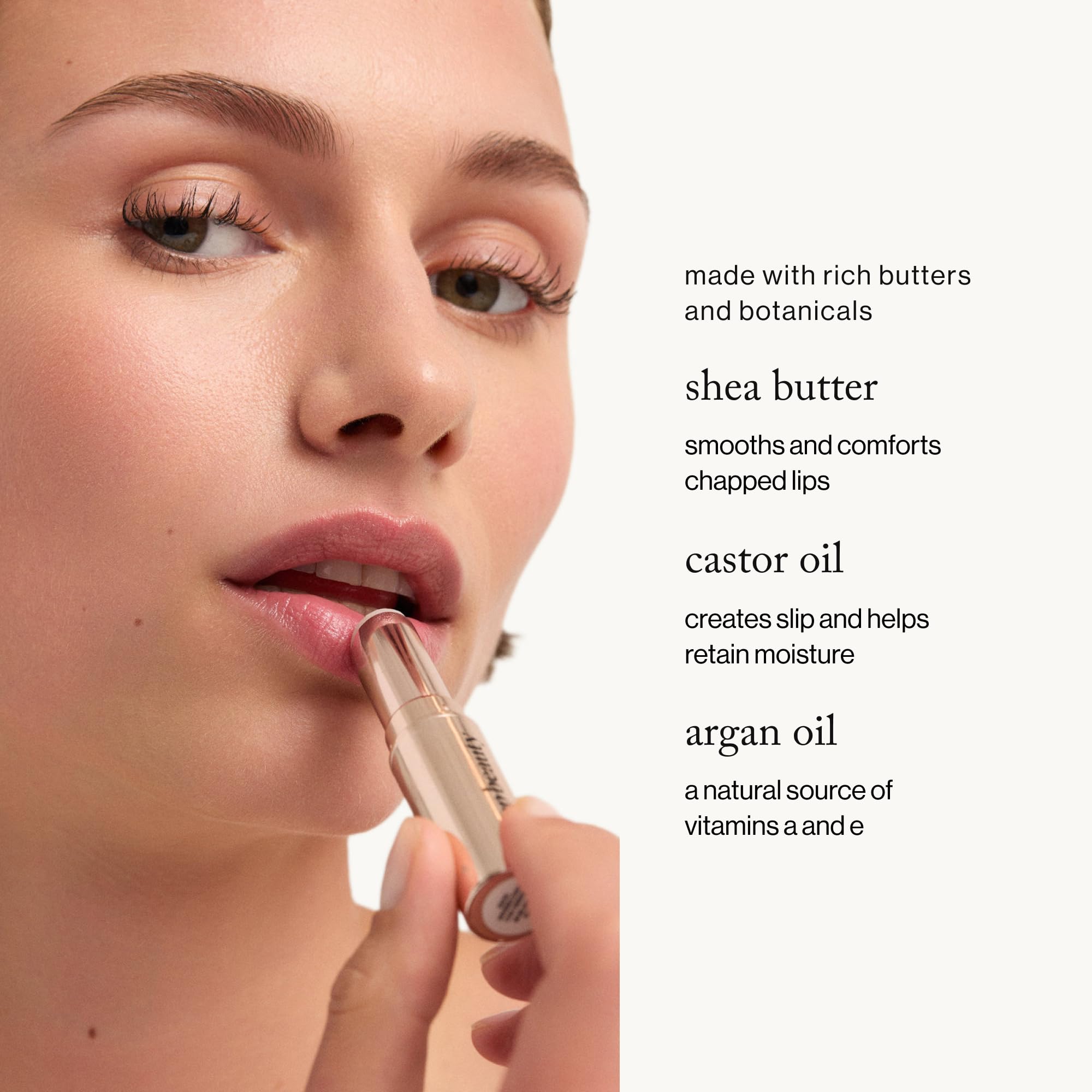 goop Beauty Lip Balm Trio garnet close-up reveals subtle tint with rich color payoff.