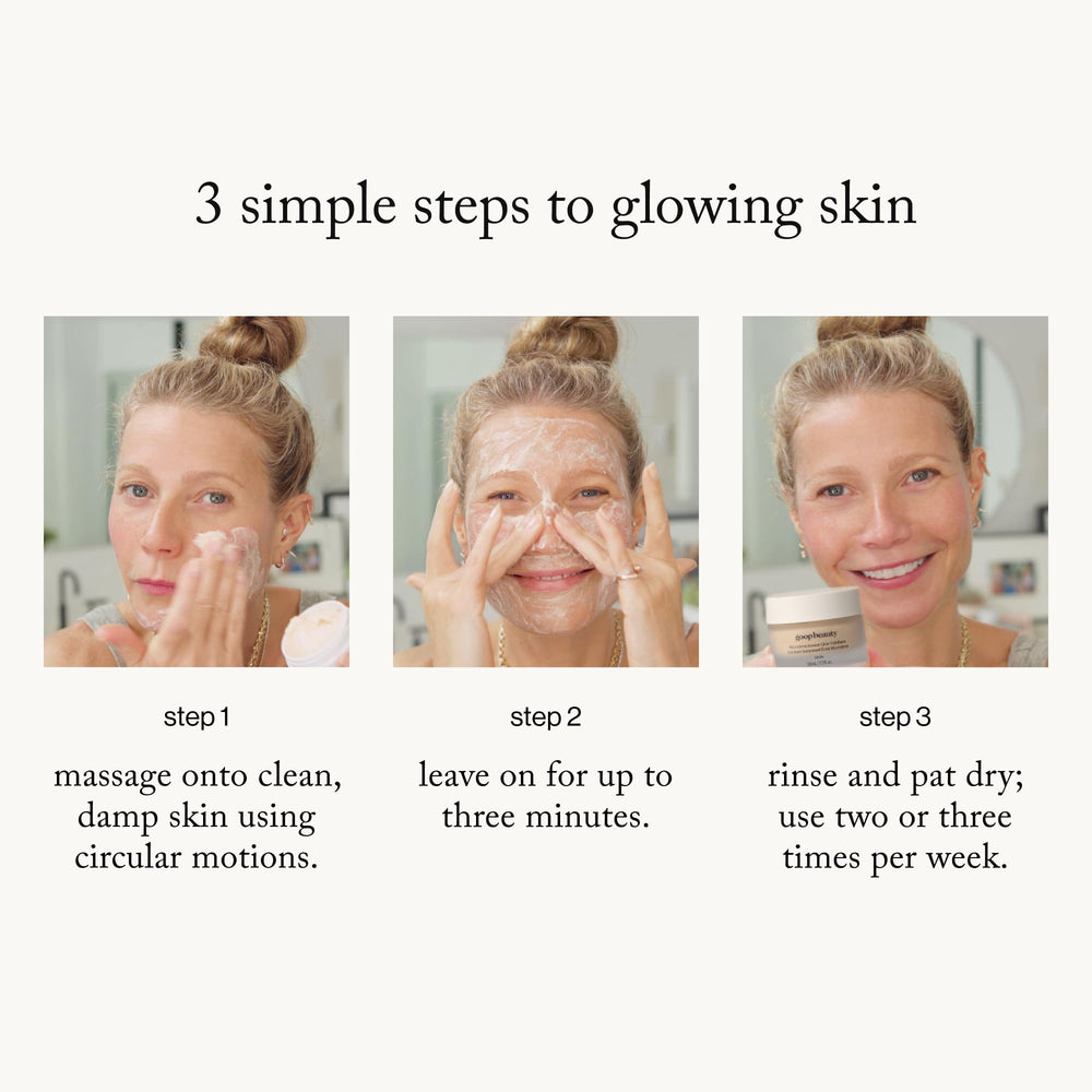 goop Beauty Microderm Exfoliator texture closeup shows marshmallow-like scrub