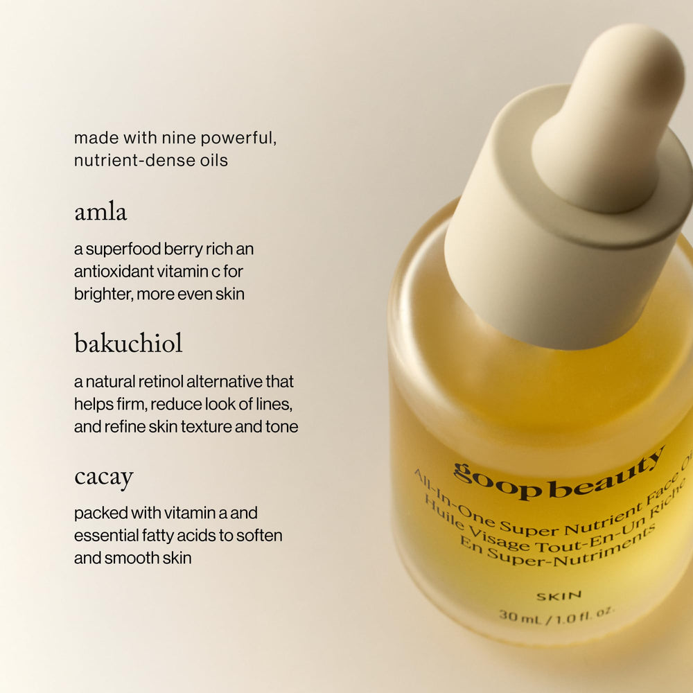 goop Beauty Nutrient Face Oil silky texture close-up for radiant skin