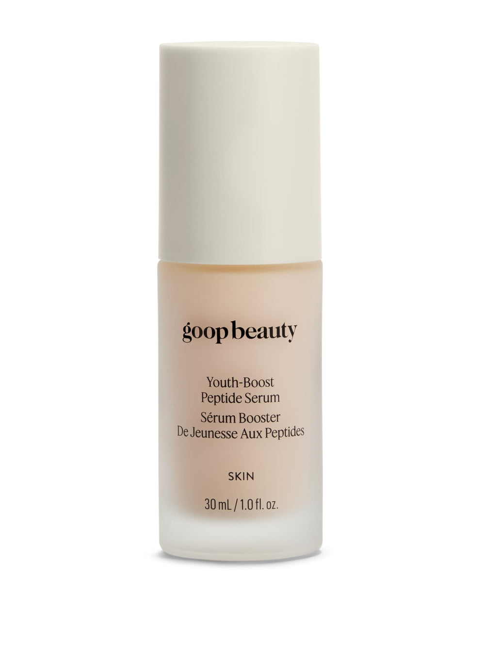 Goop Beauty peptide serum bottle with dropper for daily anti-aging care and glow.