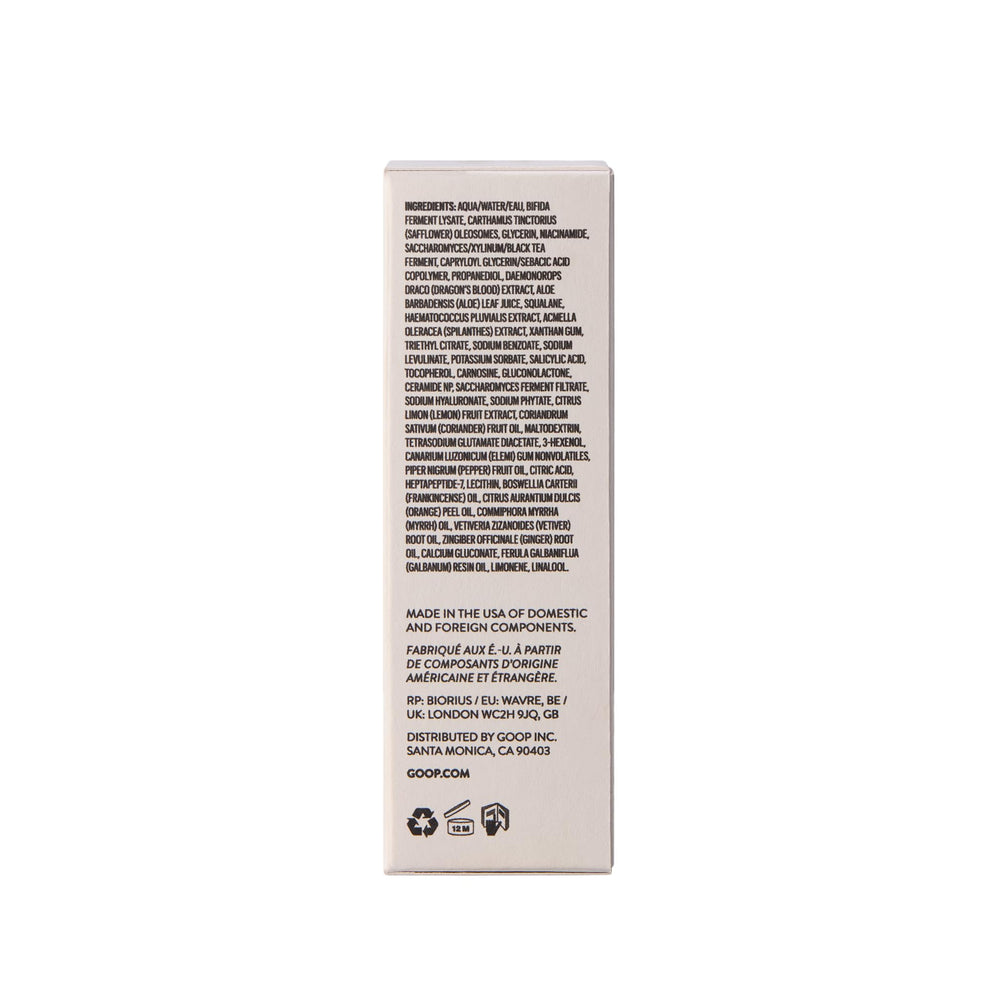 Goop Beauty peptide serum skin swatch shows texture and even tone potential.