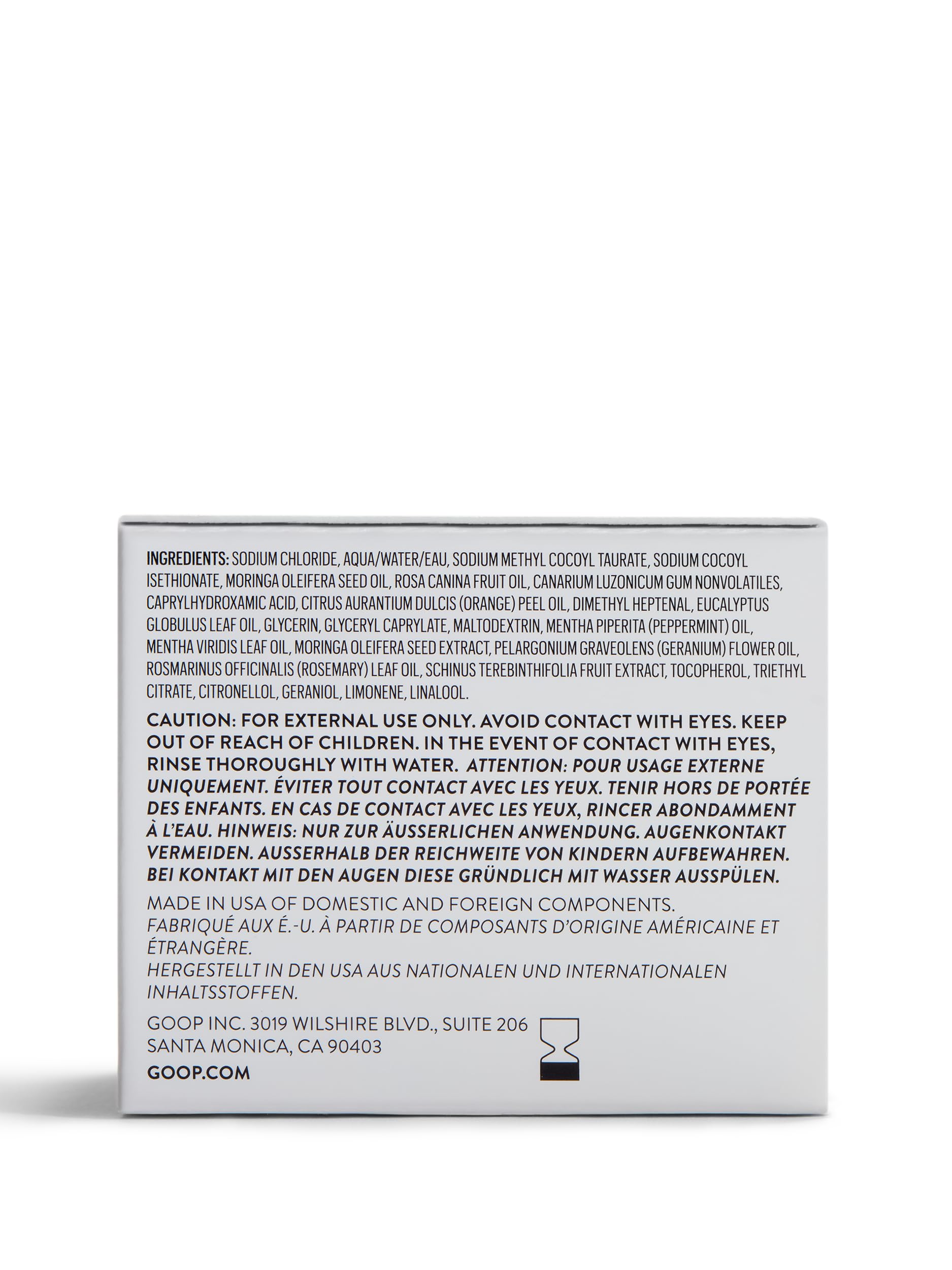goop Beauty Scalp Scrub Shampoo scented massage focus highlights rosemary and peppermint aroma during wash.
