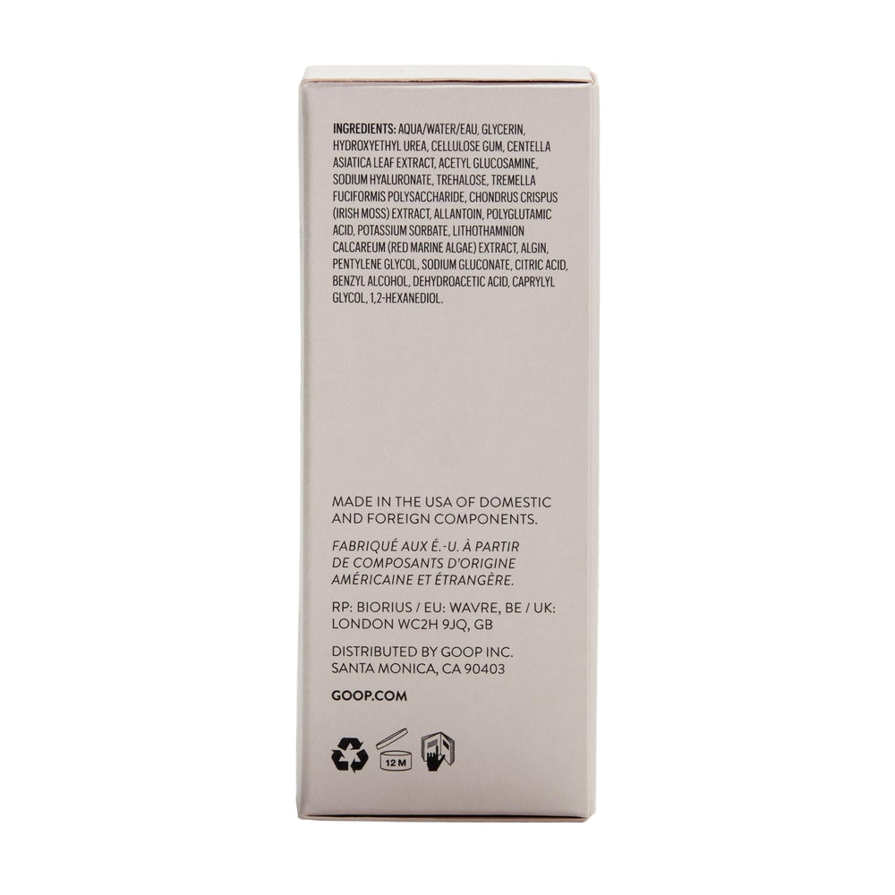 goop Exosome Hydration Serum packaging closeup highlighting travel-friendly 1.0 fl oz