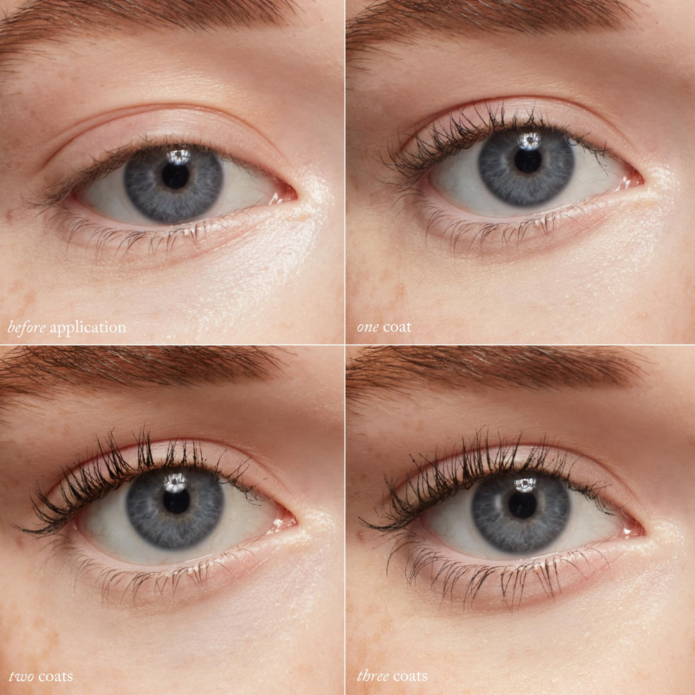 goop Featherlash mascara brush in use lifting and lengthening lashes