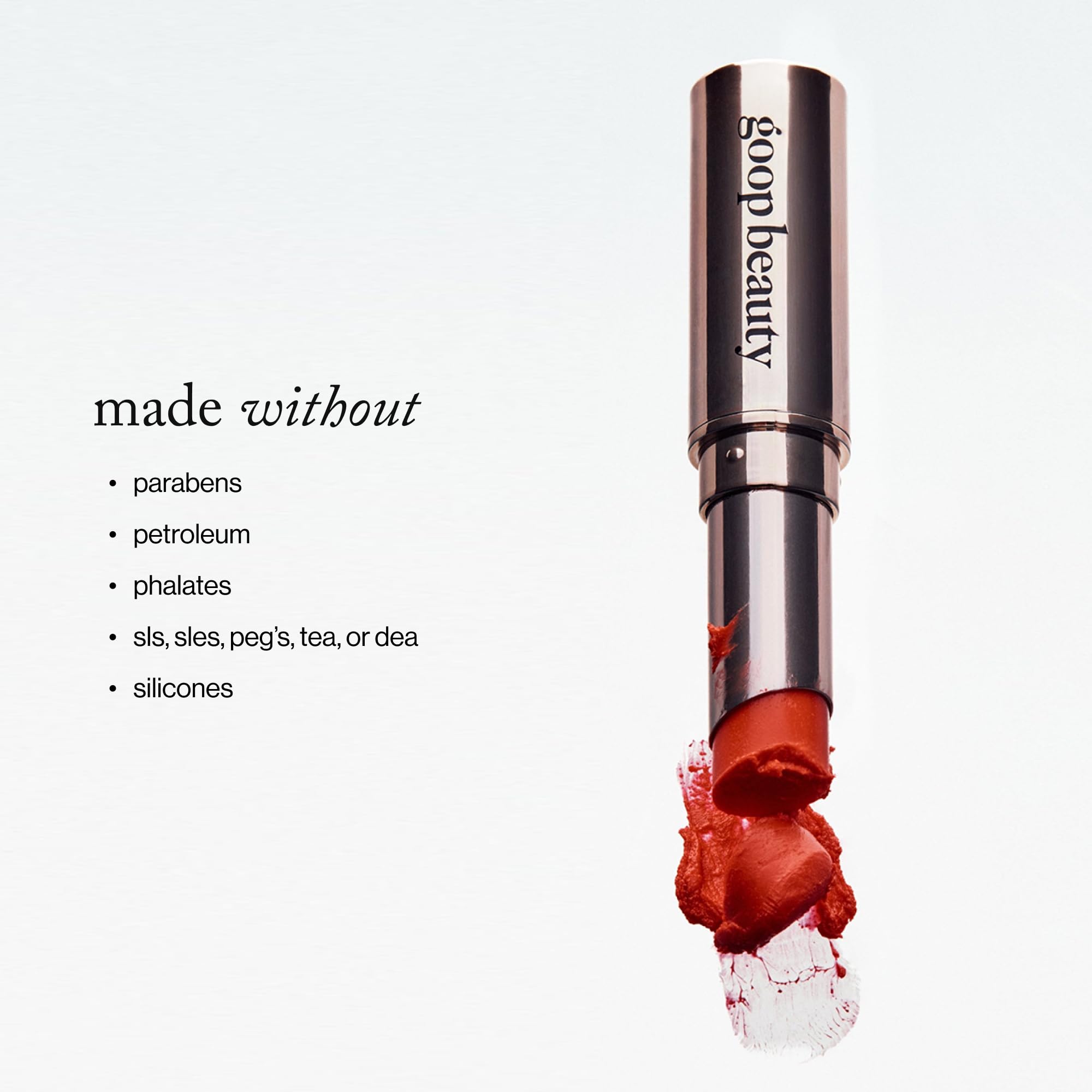 Goop lip balm trio tomato tinted-application provides clear red shade for subtle color.