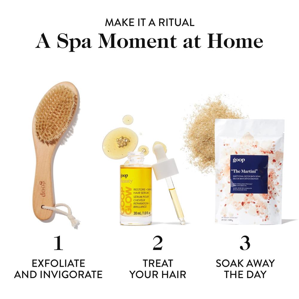 goop The Martini Detox Bath Soak in 24 oz container supports repeated spa-like baths at home.