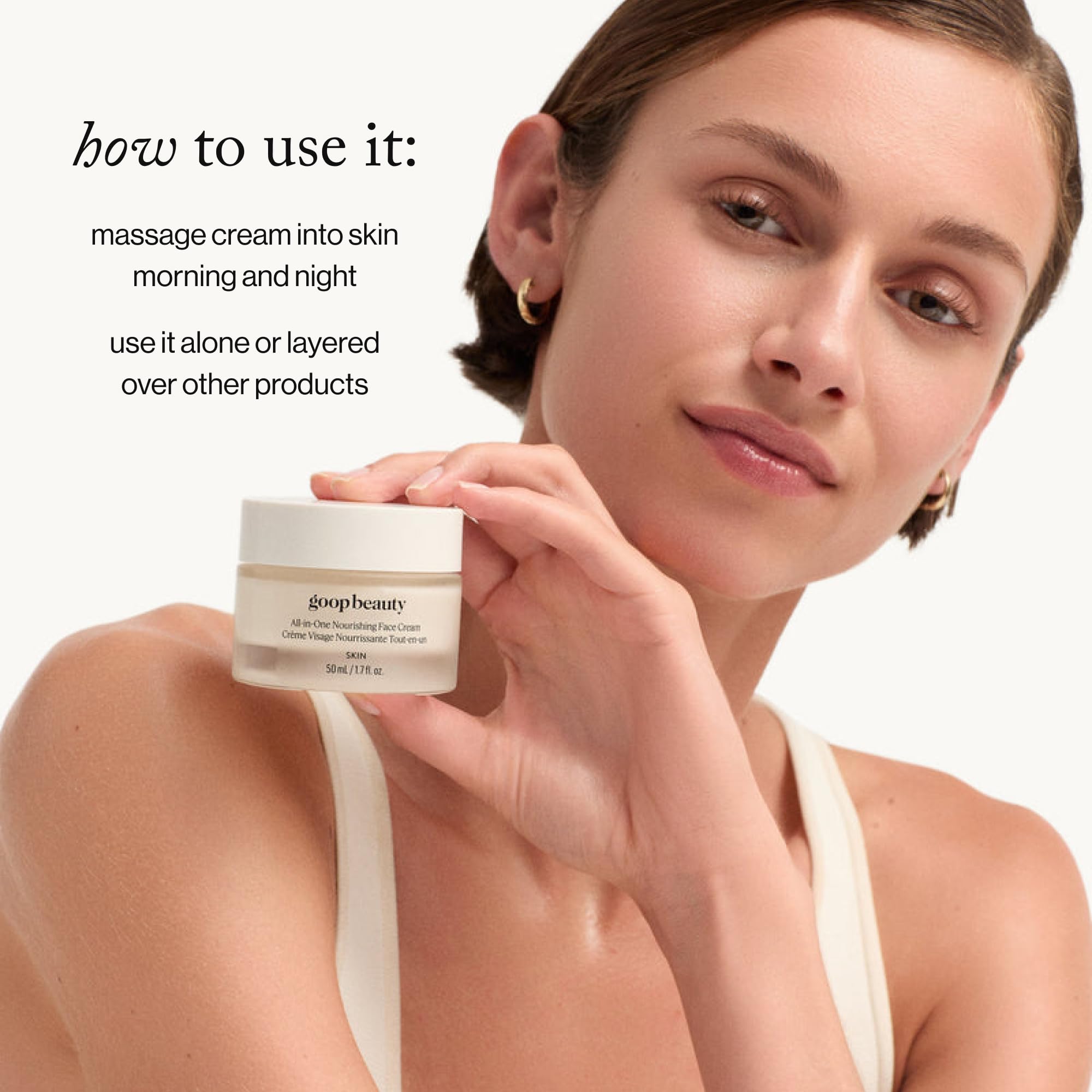 goop Nourishing Face Cream packaging box highlights clean, cruelty-free skincare.