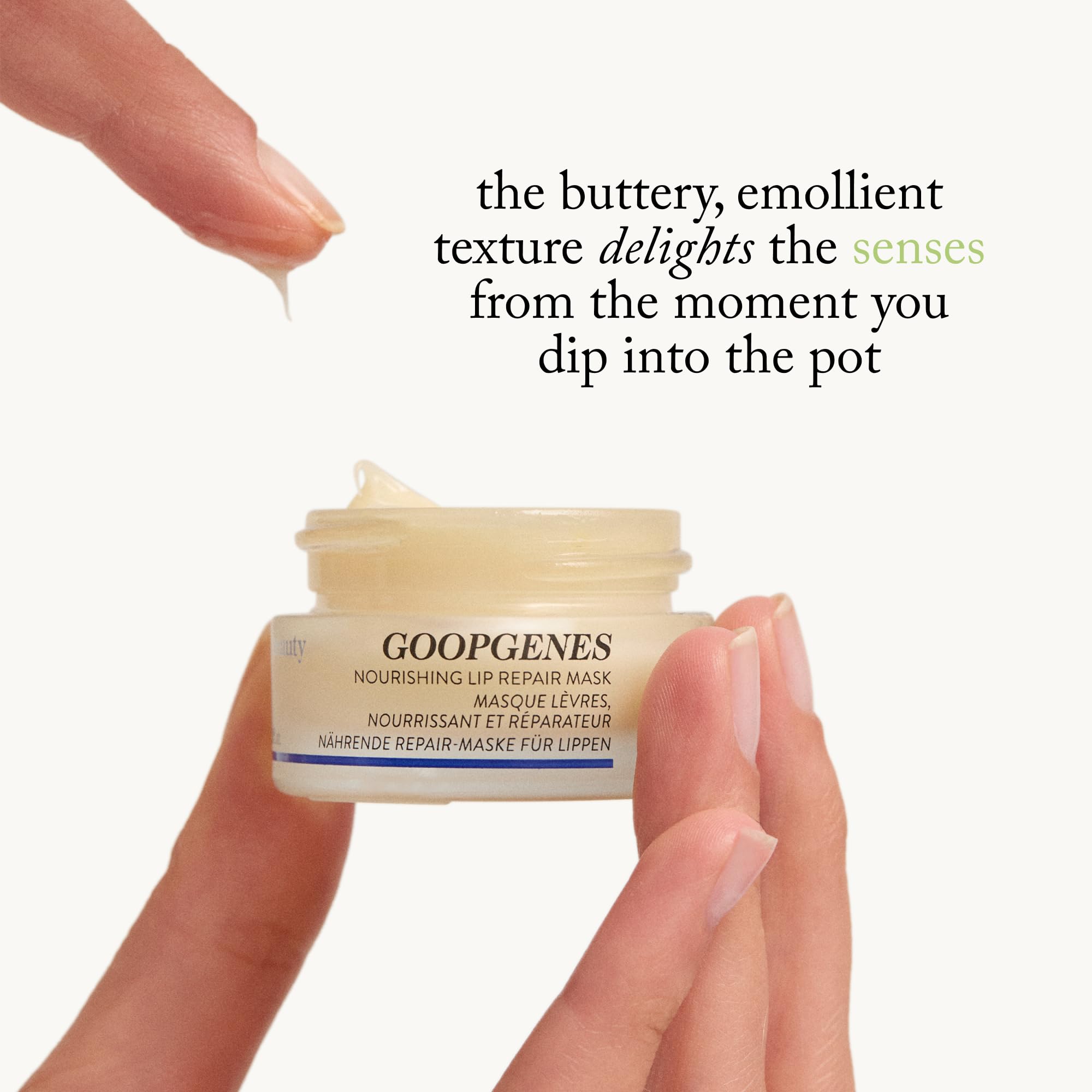 Goop Beauty Nourishing Lip Repair Mask ceramides support barrier moisture.