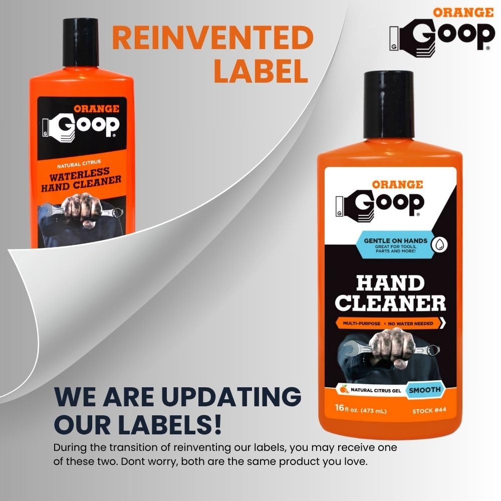 GOOP Orange Liquid bottle cap closeup emphasizes easy-squeeze dispensing for cleanup.