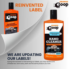 GOOP Orange Liquid bottle cap closeup emphasizes easy-squeeze dispensing for cleanup.