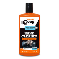 GOOP Orange Liquid bottle front highlights citrus cleaning for hands and gear.