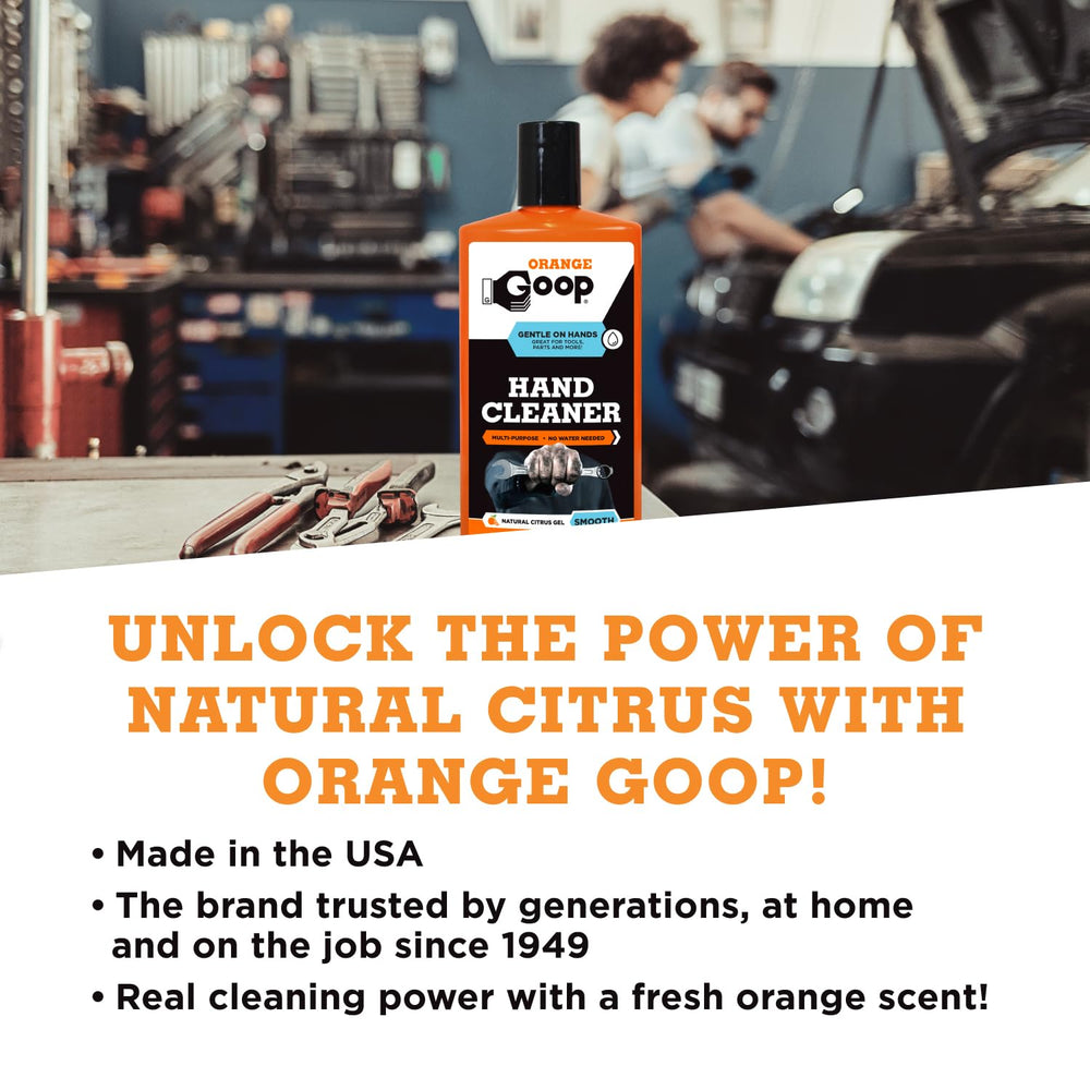 GOOP Orange Liquid made-in-usa label closeup confirms domestic production quality.