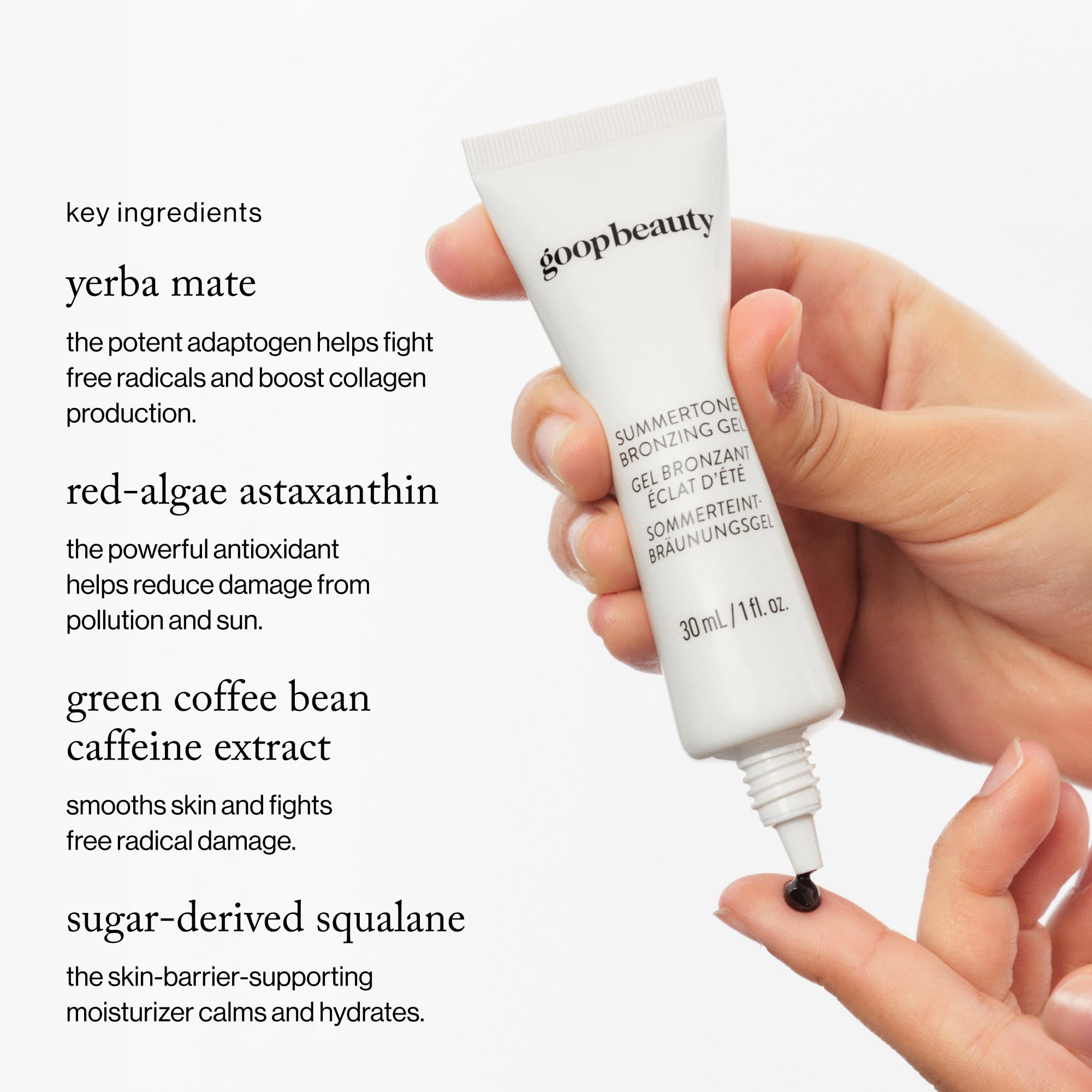 goop Summertone Bronzing Gel applied with fingers to build warmth.