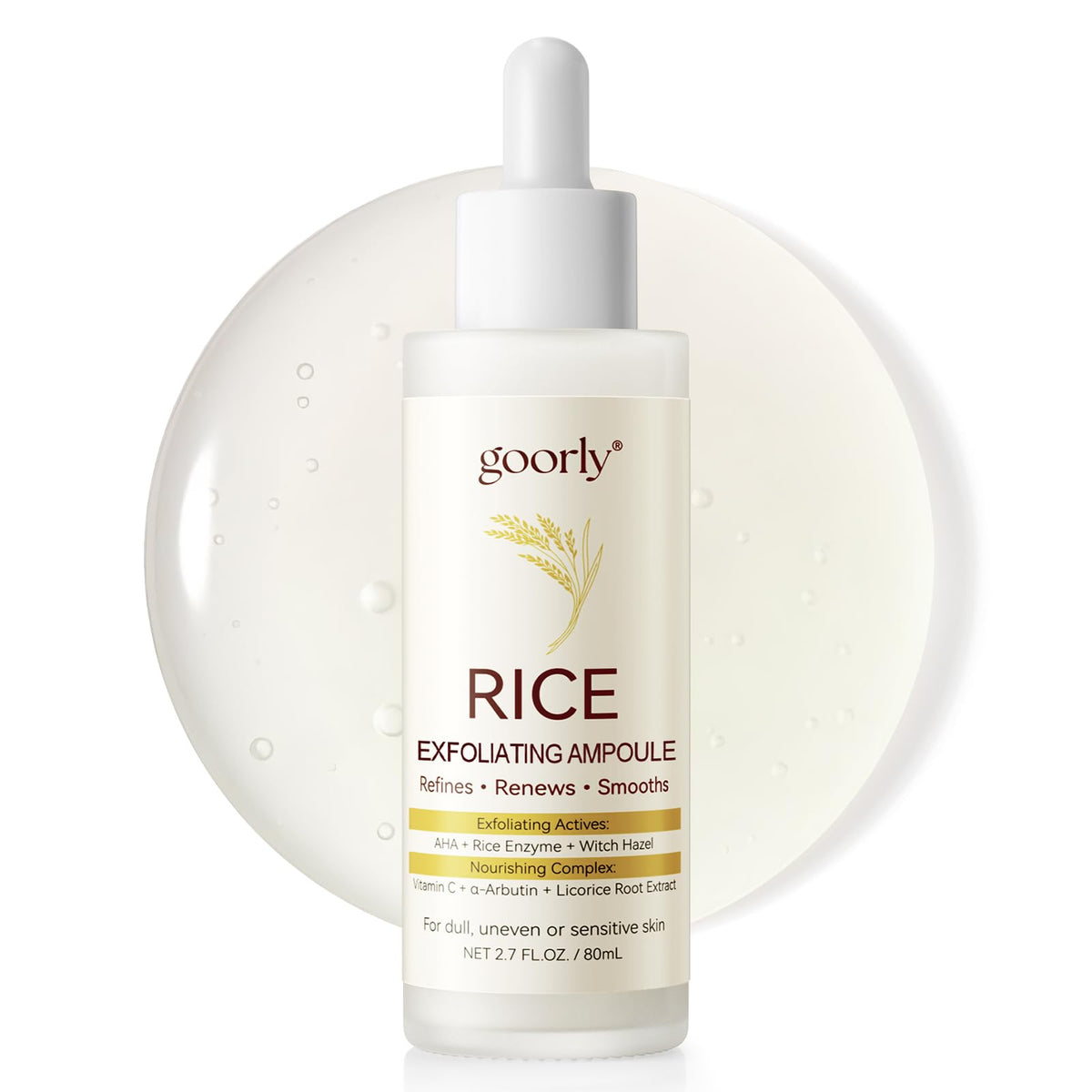 Goorly Peel Shot Glow rice ampoule bottle for gentle exfoliation and radiant skin.
