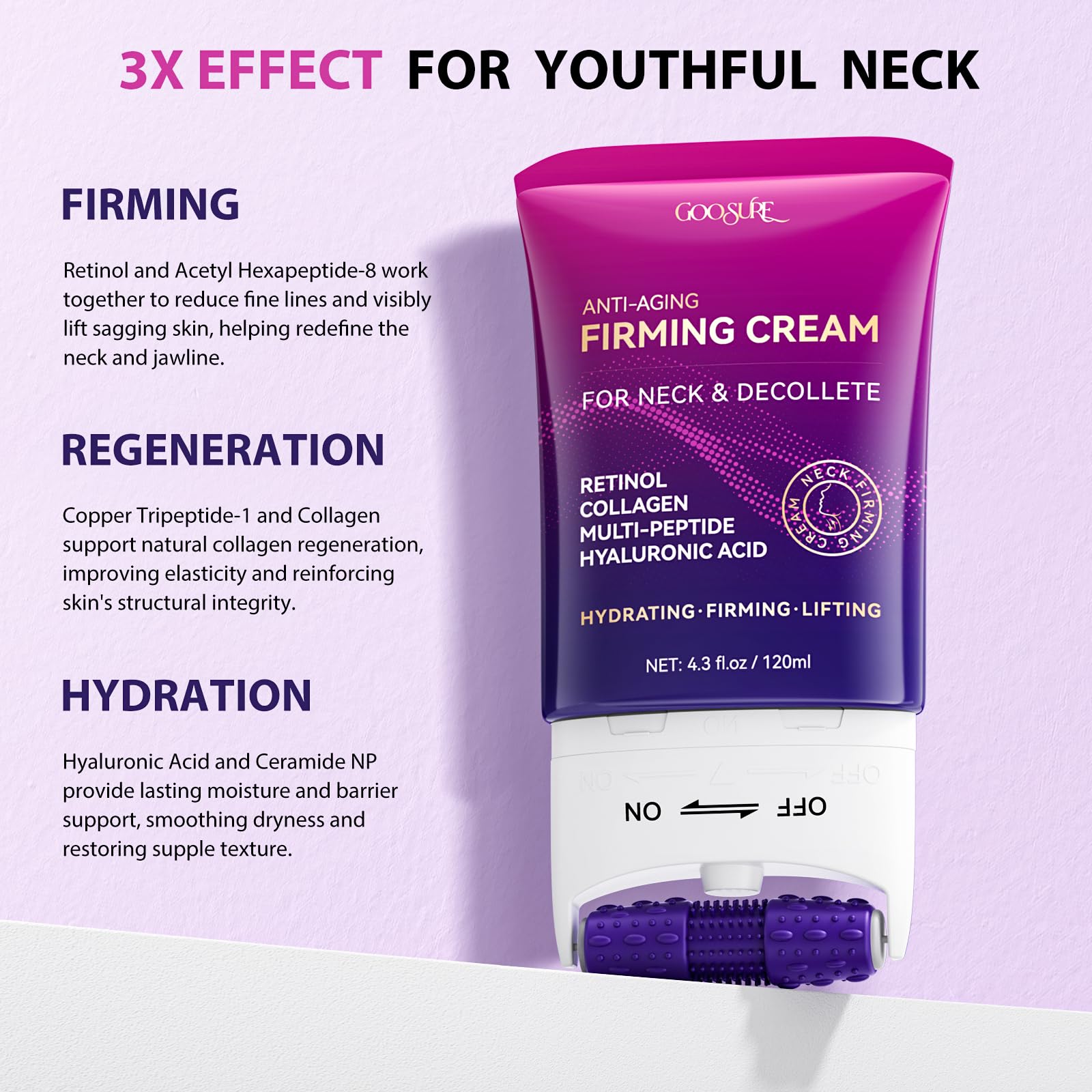 GOOSURE neck-cream with hyaluronic acid and ceramides for lasting hydration.