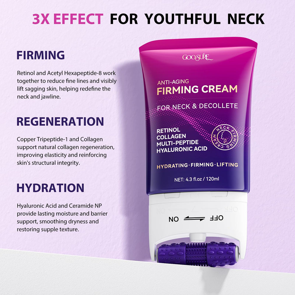 GOOSURE neck-cream with hyaluronic acid and ceramides for lasting hydration.