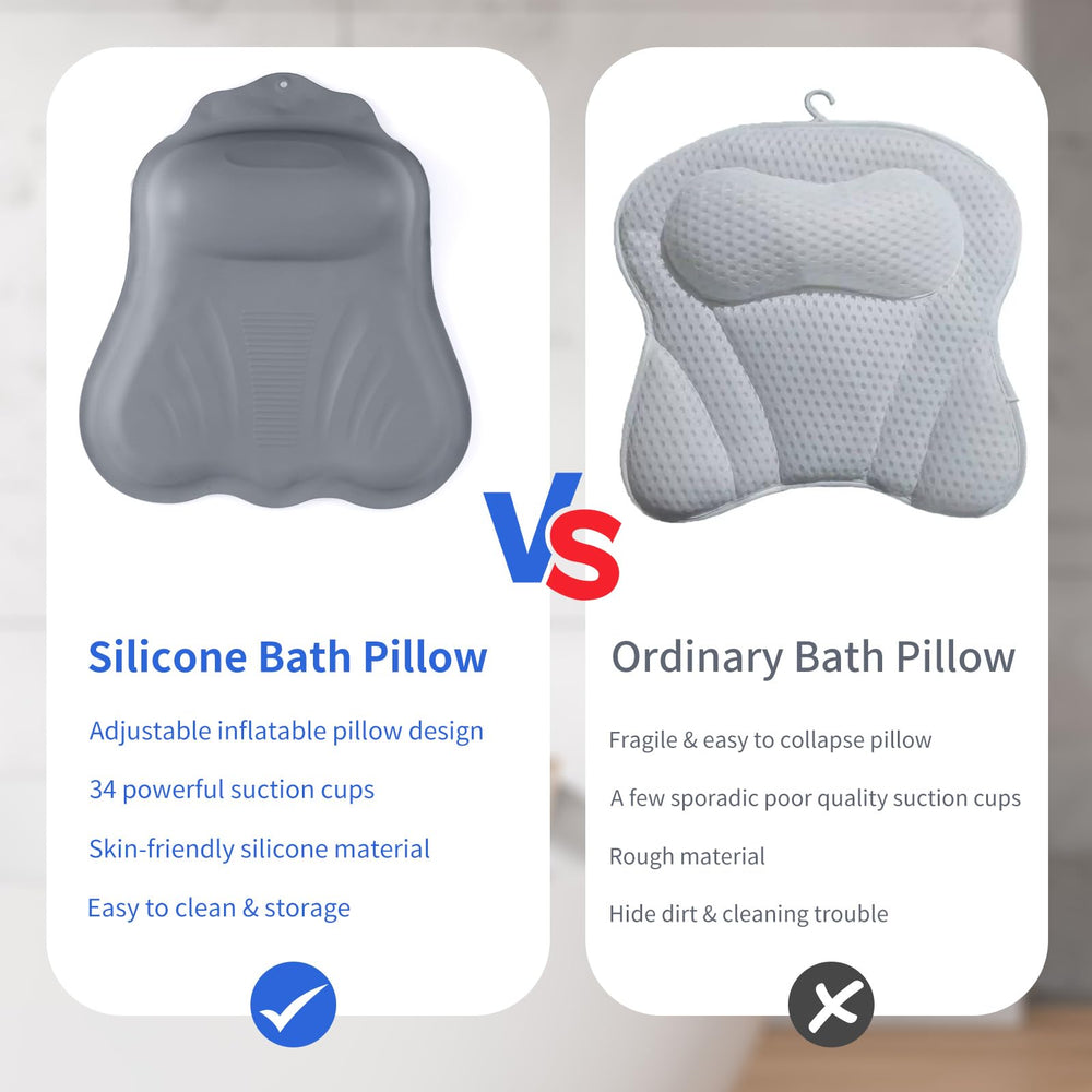 Goowin bath pillow silicone close-up emphasizes soft, water-resistant material.