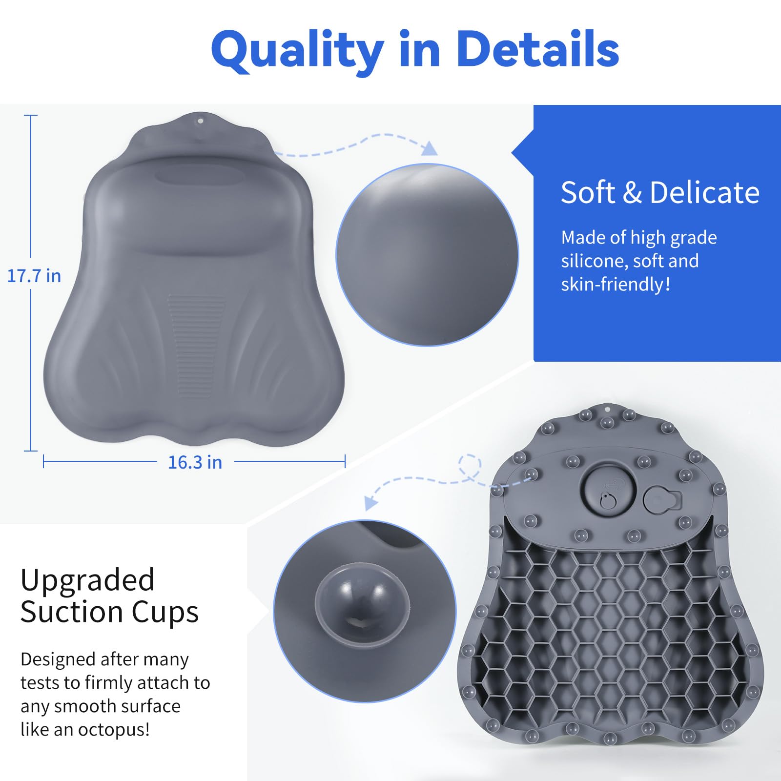 Goowin bath pillow side view shows adjustable height for personalized comfort.