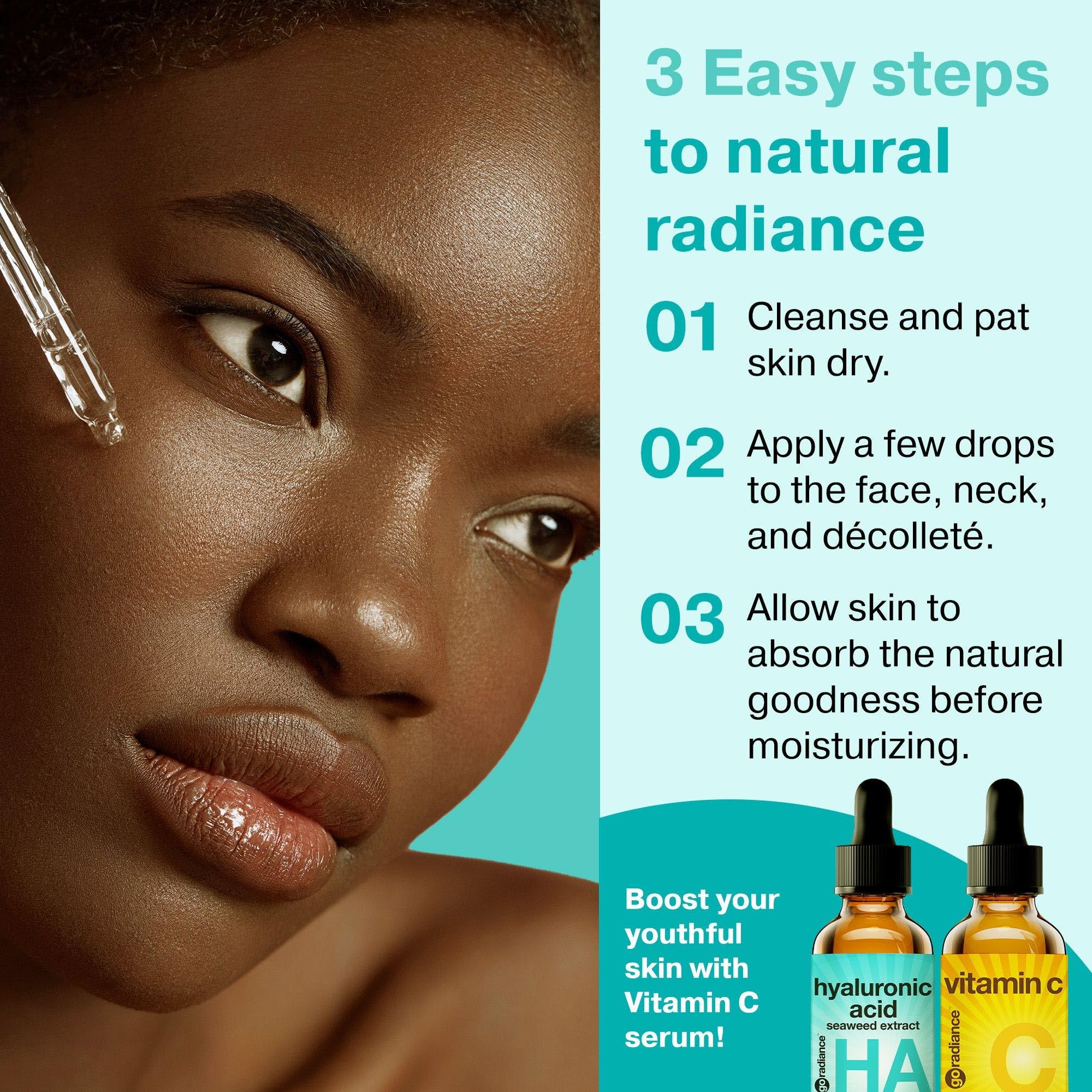 Go Radiance USA-made label communicates quality and safety.