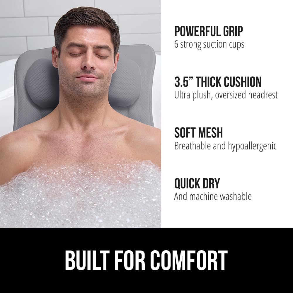 GORILLA GRIP bath pillow 16.5 by 16.1 inch surface provides ample space for comfort