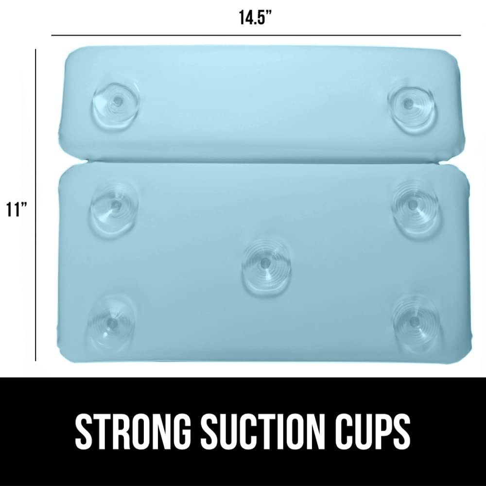 GORILLA GRIP bath pillow 2-panel blue side view offering full back support.