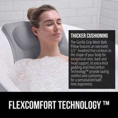 GORILLA GRIP bath pillow uses ultra-soft 4D breathable mesh to stay cool and dry