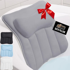 GORILLA GRIP bath pillow with six suction cups grips tub surfaces for secure, relaxing soaks