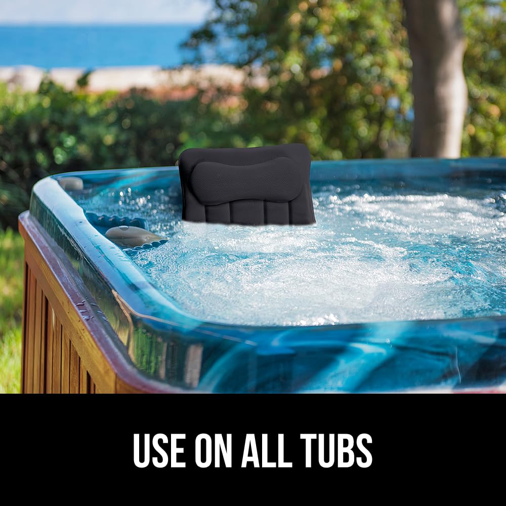 GORILLA GRIP ergonomic design targets head, neck, shoulders for comfortable long soaks.