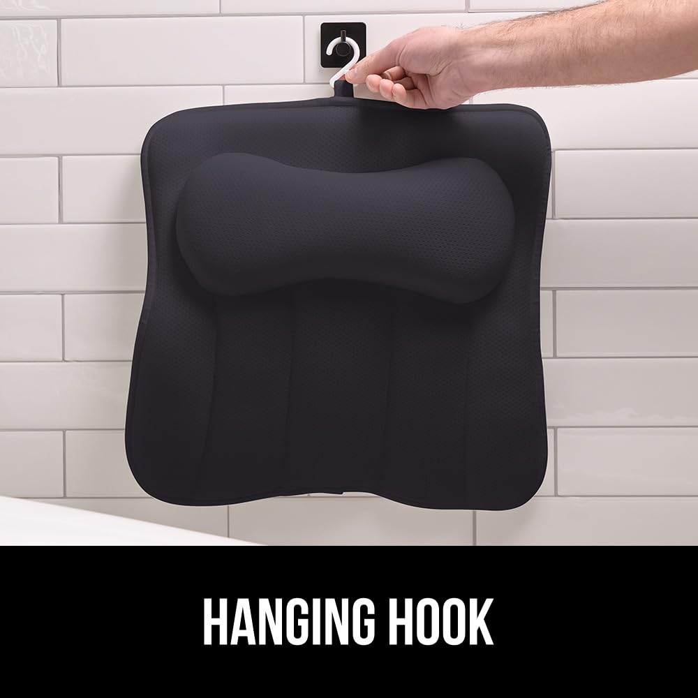 GORILLA GRIP hanging hook storage keeps pillow ready between uses.