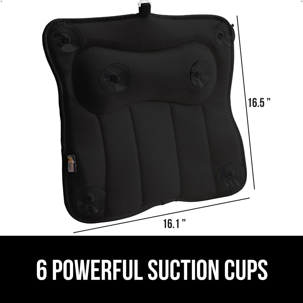 GORILLA GRIP bath pillow headrest offers 3-5 inch support for neck comfort.