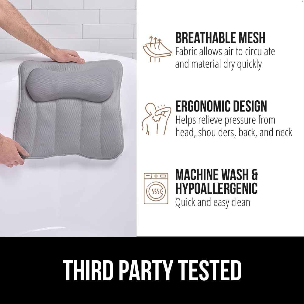 GORILLA GRIP bath pillow is machine washable for easy cleaning