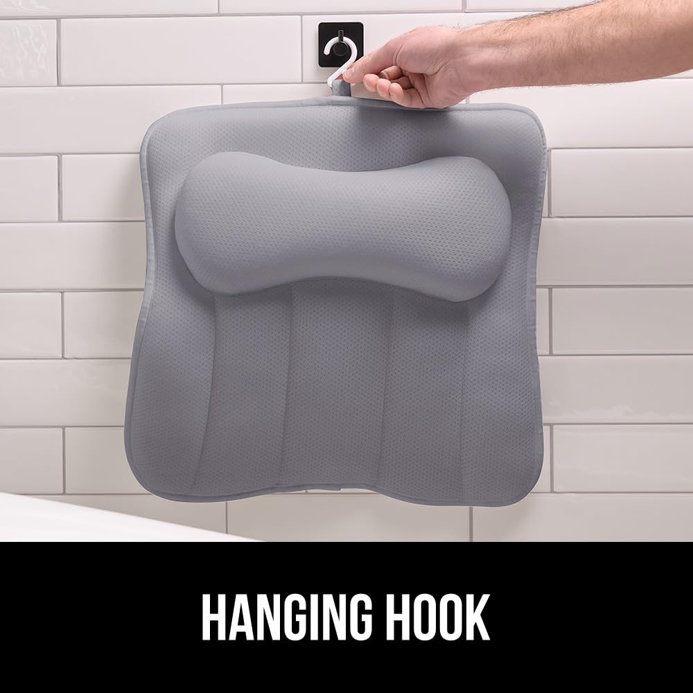 GORILLA GRIP bath pillow enhances tub or hot tub experience with stable adhesion