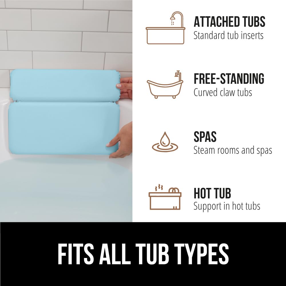 GORILLA GRIP bath pillow fits curved tubs for versatile comfort.