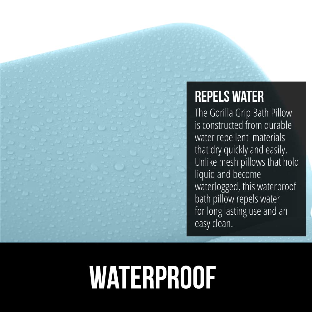 GORILLA GRIP bath pillow fits straight-back tubs for stable comfort.