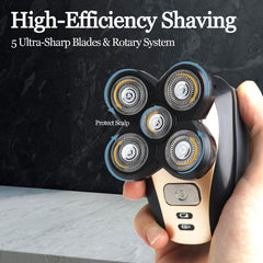 GORLENT bald head shaver refills close-up showing blades for contour shaving.