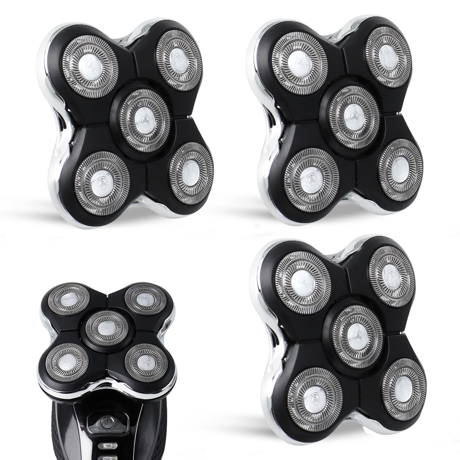 GORLENT Pro replacement heads Balder Pro XR7000 closeup of five dual-track blades for smooth shaving