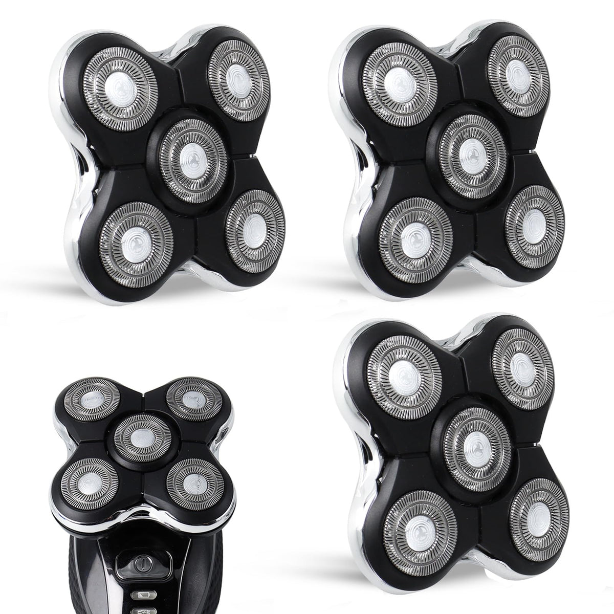 GORLENT Pro replacement heads Balder Pro XR7000 closeup of five dual-track blades for smooth shaving
