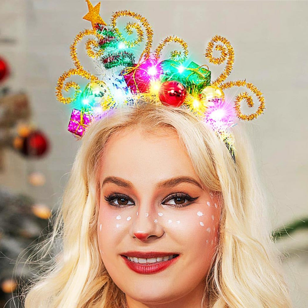 GORTIN Christmas light-up headband side view with glowing balls for festive style