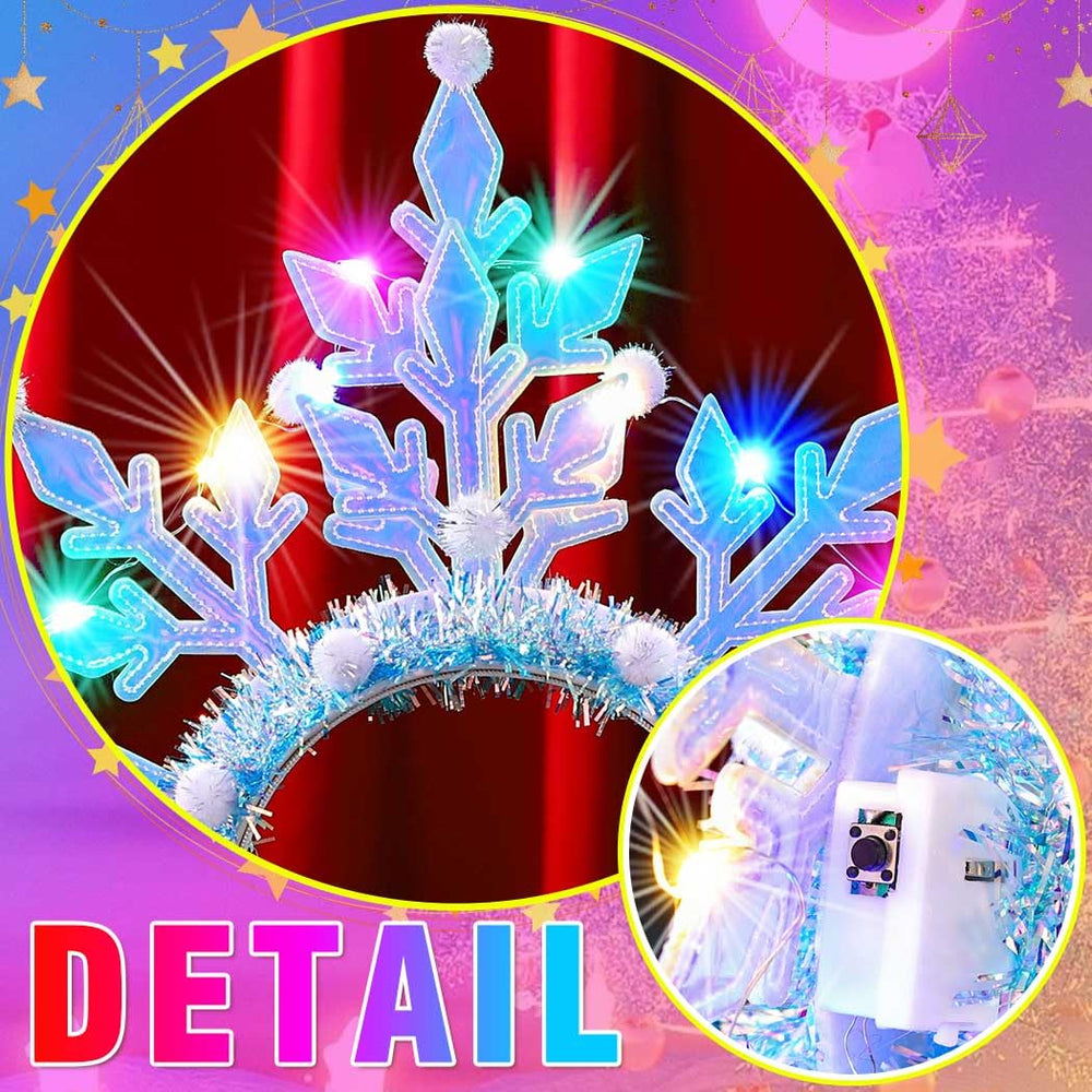GORTIN Snowflake LED Headband flatlay highlighting compact, lightweight design