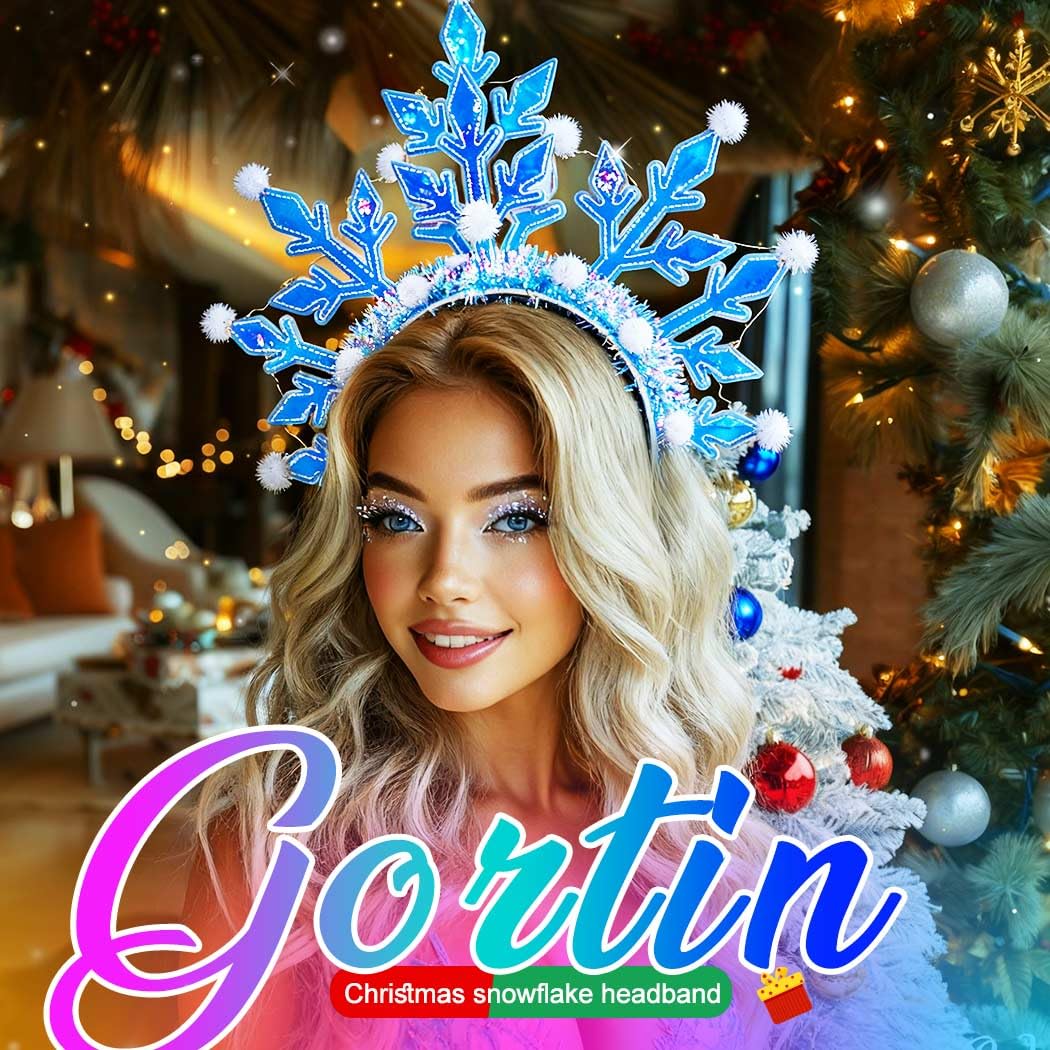GORTIN Snowflake LED Headband light mode image showing three lighting options