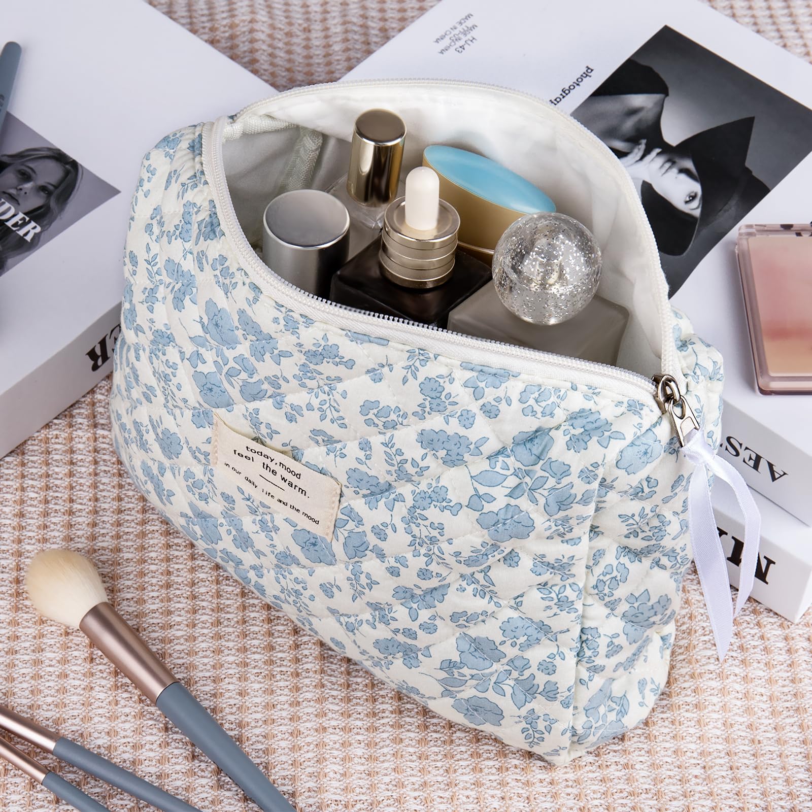 Gosect 2PC makeup bag set opened to reveal organized interior for cosmetics.