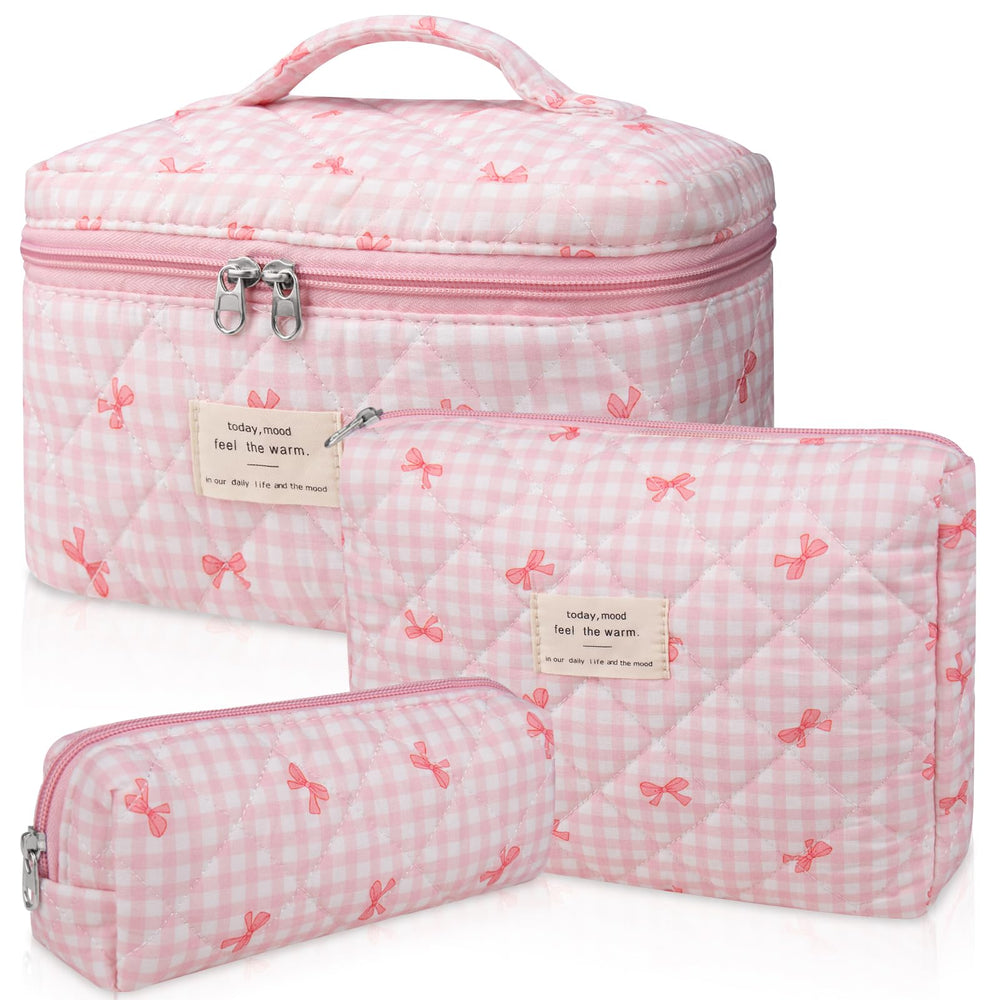 Gosect 3PC makeup bag set floral pattern closeup — chic travel organizers for cosmetics